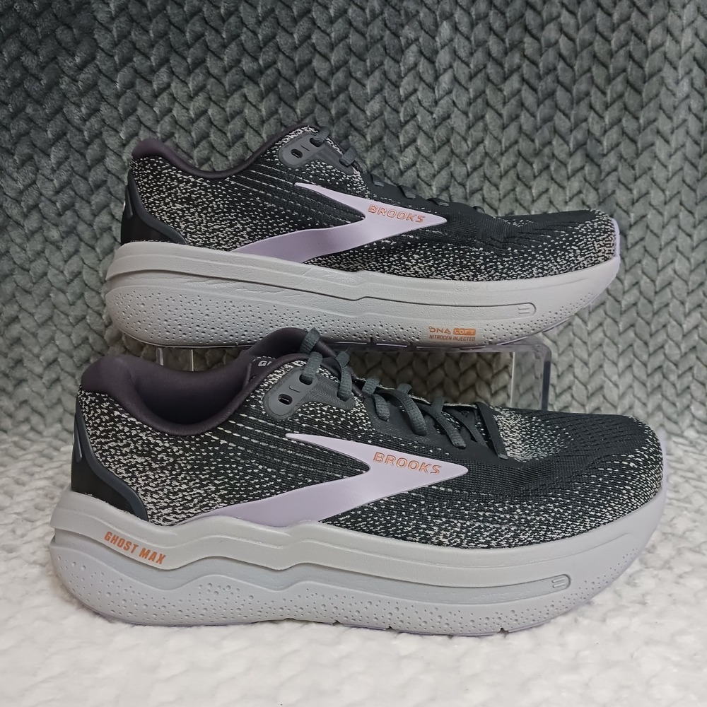 Brooks Ghost Max 2 Ebony Alloy Womens Walking Running Sneakers Shoes Sz 9.5 Wide
